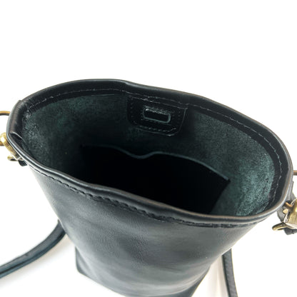 Suede Mini Phone Crossbody with Flap Closure - MINOR FLAW Pebble Black