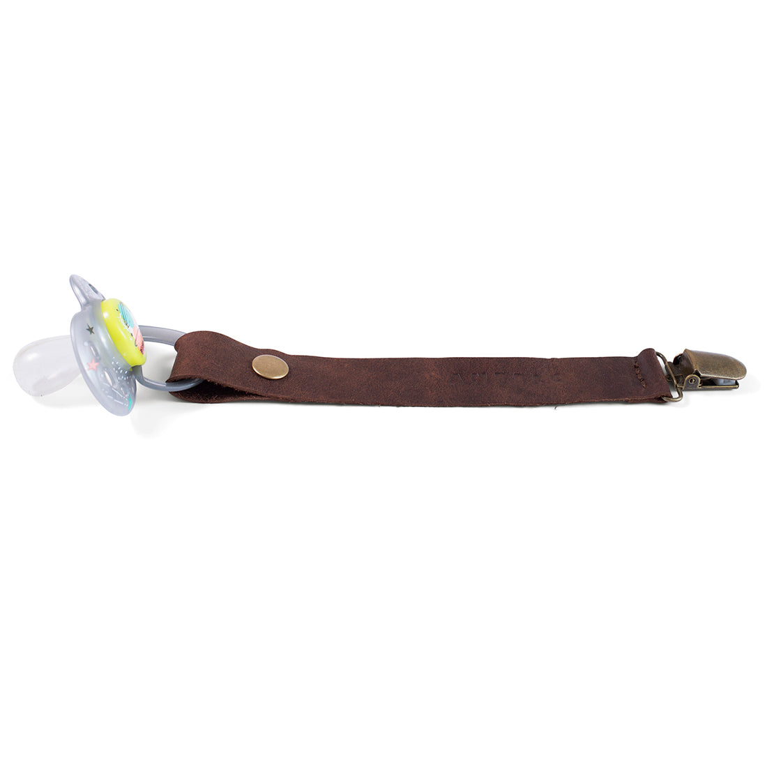 Maddie leather pacifier clip - End of Range
