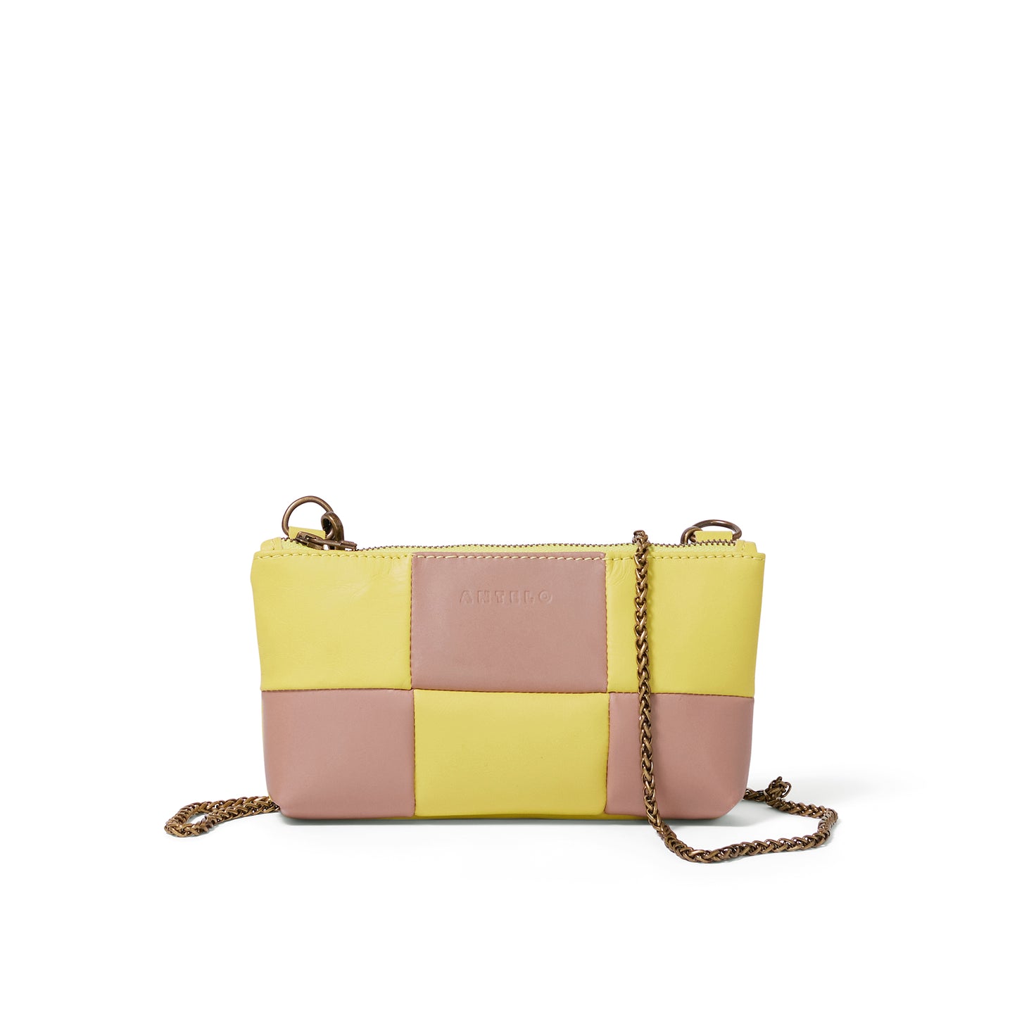Anouk Checkered Leather Crossbody Clutch