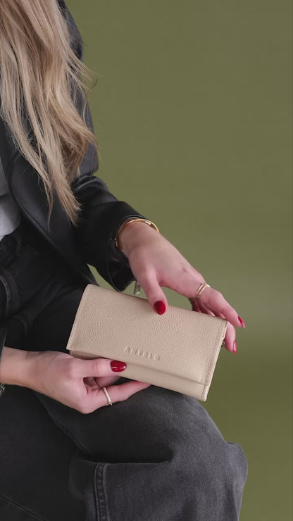 Evie Three-Quarter Leather Trifold Wallet